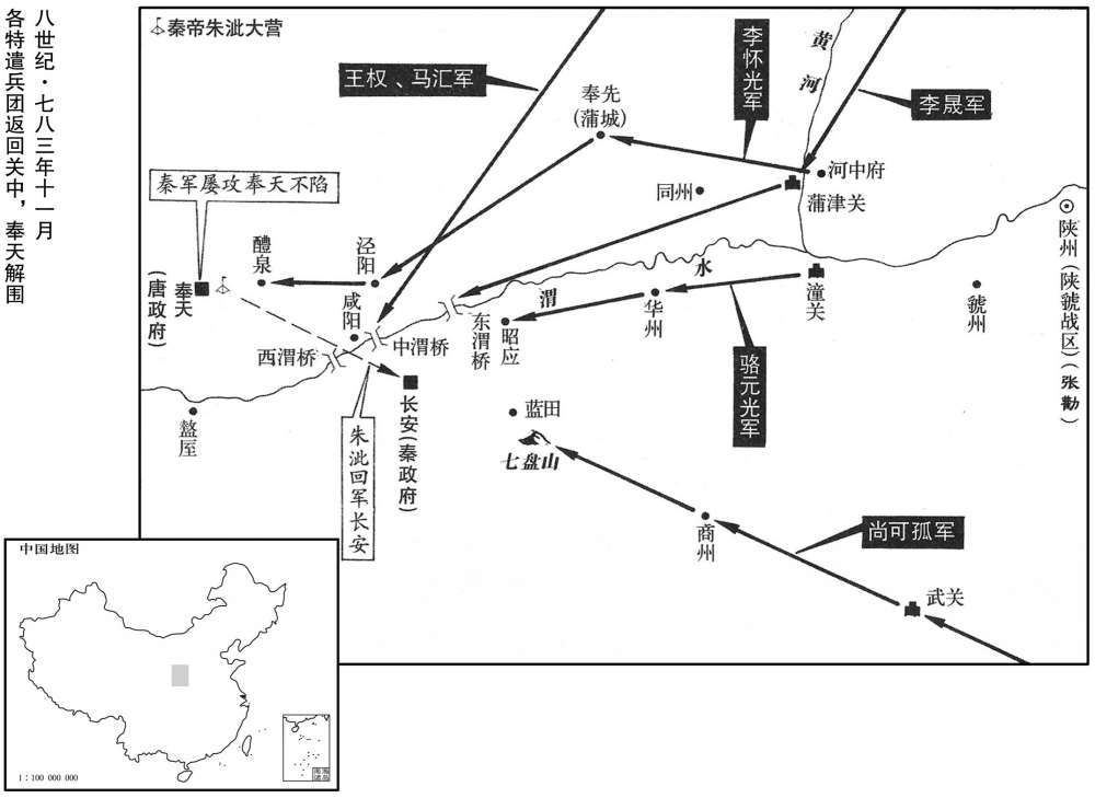 八世纪·七八三年十一月各特遣兵团返回关中，奉天解围